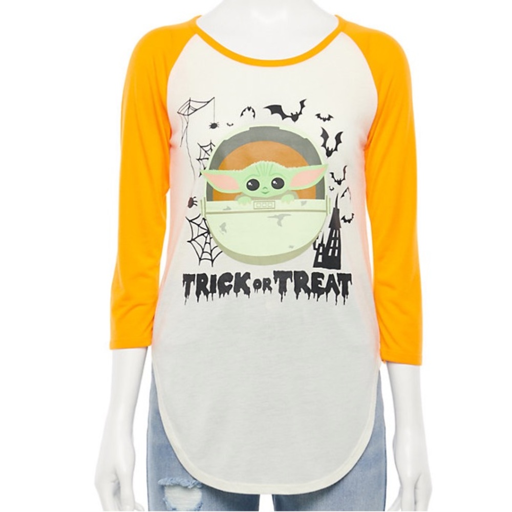 The Mandalorian Grogu Baby Yoda Halloween Trick Or Treat 3/4 Sleeve Shirt